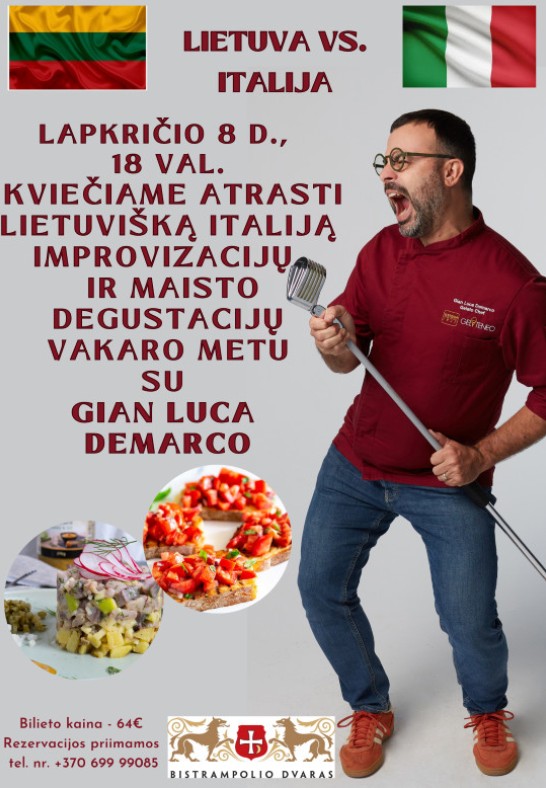 Lietuva vs. Italija. Improvizacijų ir maisto degustacijų vakaras