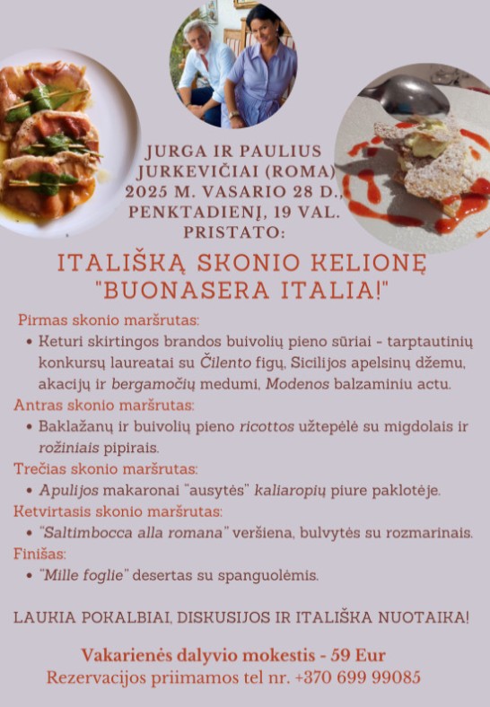 Itališka skonio kelionė Buonasera Italia!